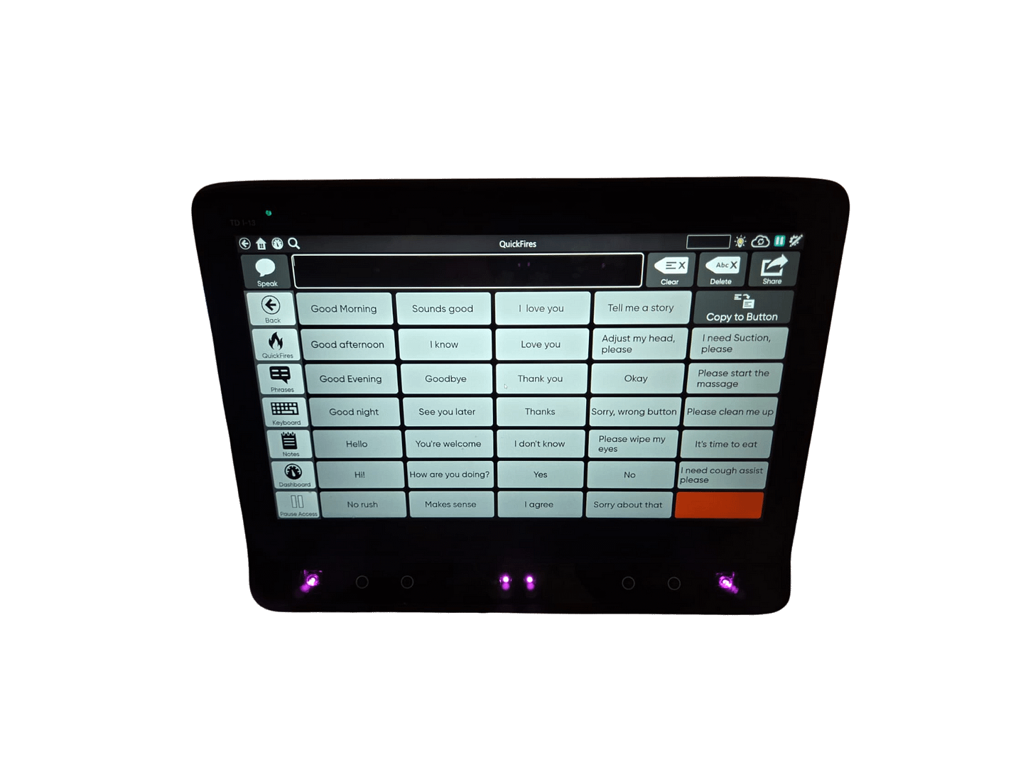QuickFires page in TD Snap 