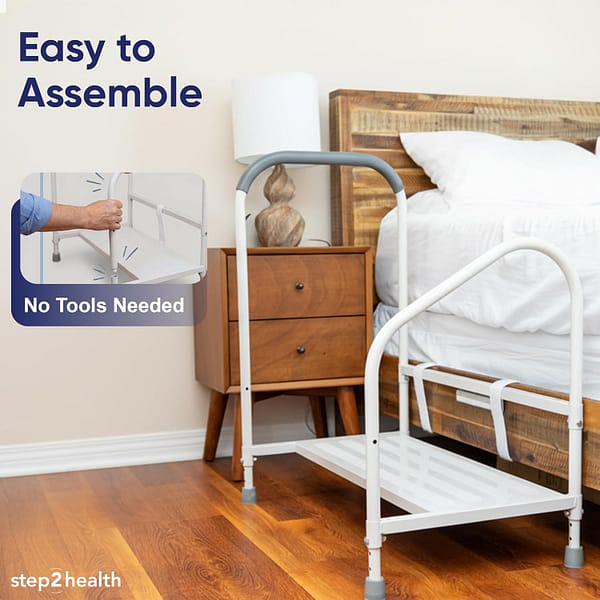 Bed step with hand rails